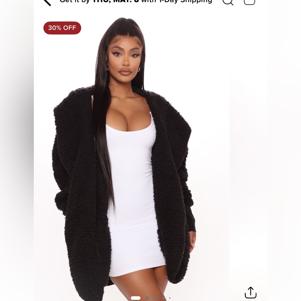 Fashion nova black Sherpa jacket size L